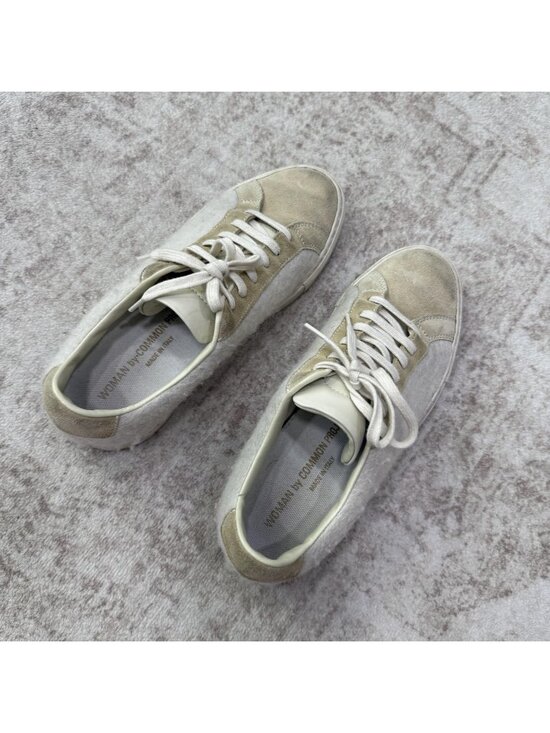 Common Projects Shoes - Common Projects Shoes Womens Size 6.5 Beige Suede Wool Low Top Sneakers 6079